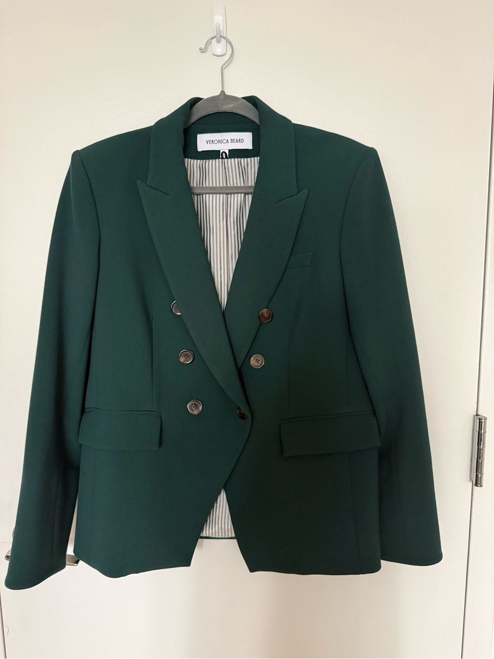 Veronica Beard Miller Dickey Forest Green Double-Breasted Blazer